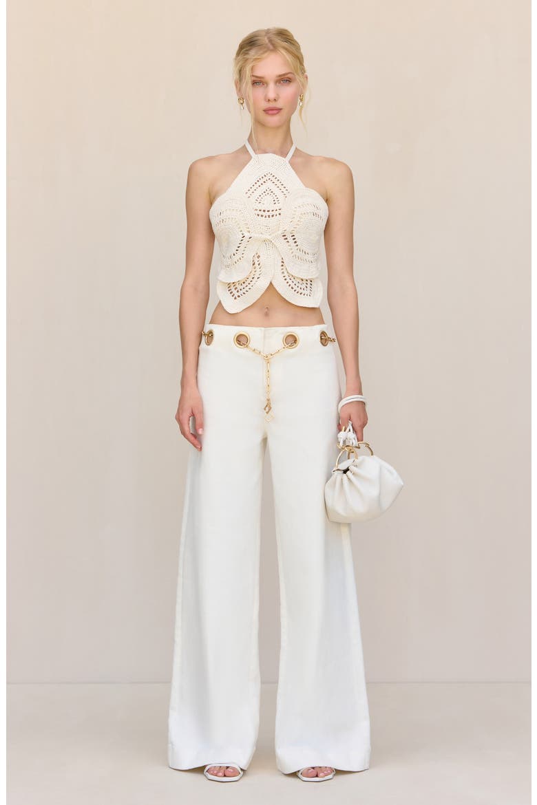 Sydney Belted Grommet Wide Leg Pants, Alternate, color, OFF WHITE