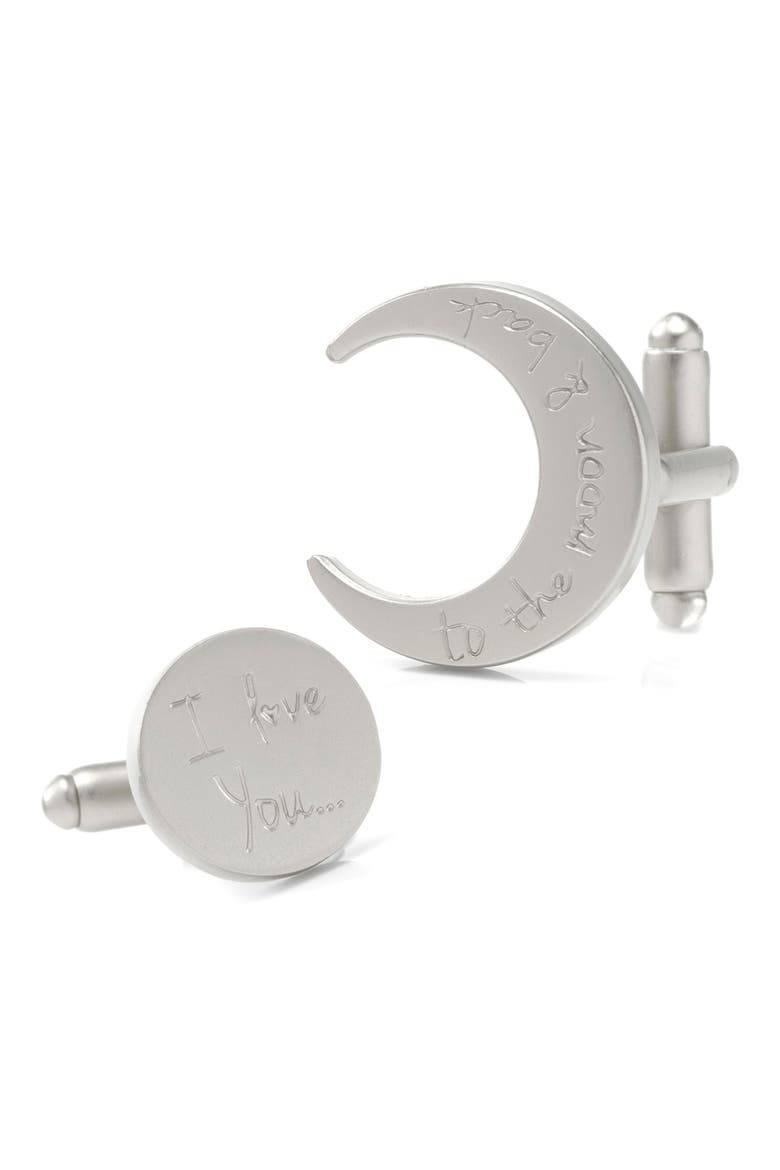 Love You to the Moon & Back Cuff Links, Alternate, color, SILVER