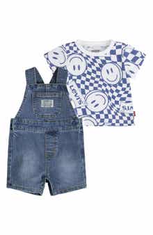 Levi's Smiley T-Shirt & Denim Shortalls Set