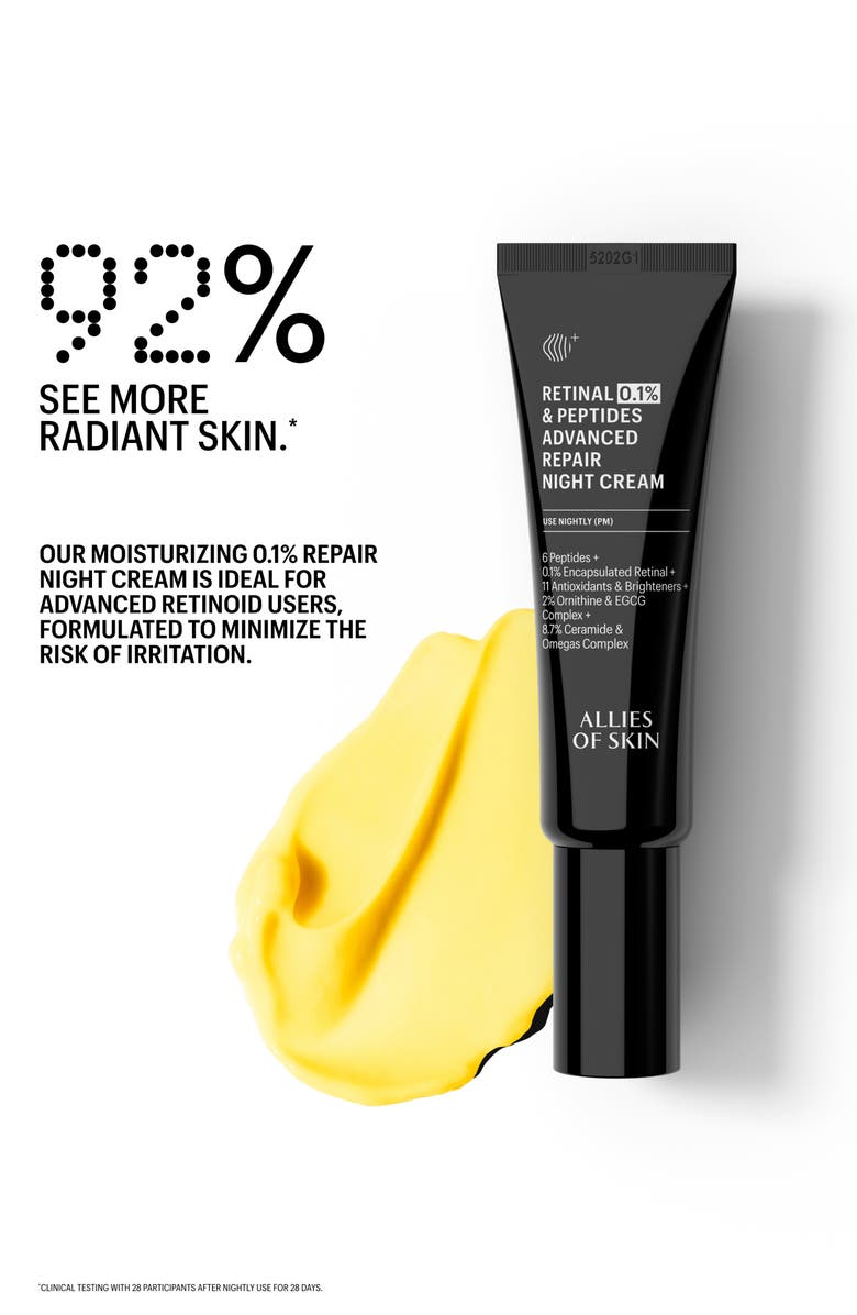 ALLIES OF SKIN Retinal 0.1% & Peptides Advanced Repair Night Cream, Alternate, color, 
