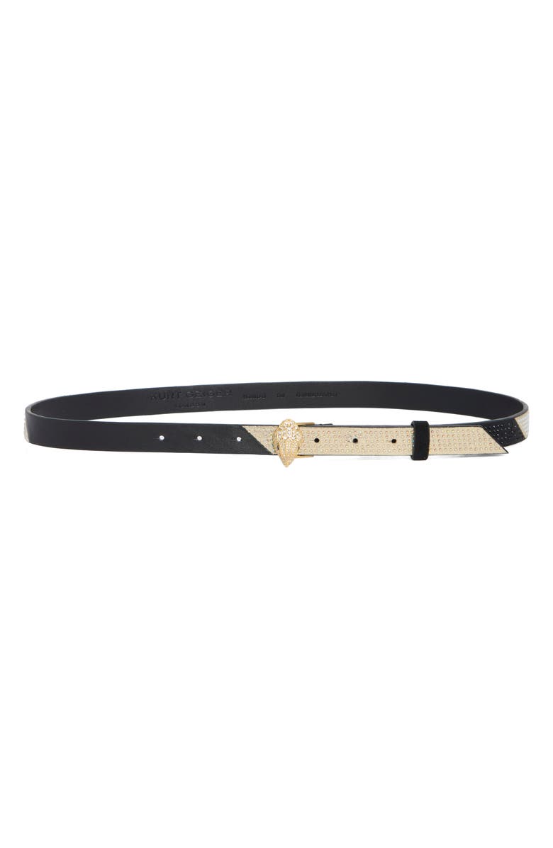 Kurt Geiger London Colorblock Rhinestone Belt, Main, color, Black/ White