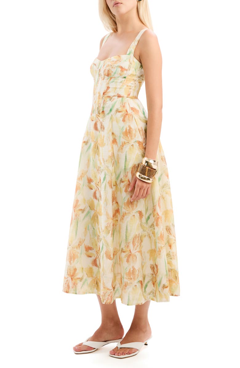 Bardot Adaline Floral Midi Dress, Alternate, color, Yellow Floral