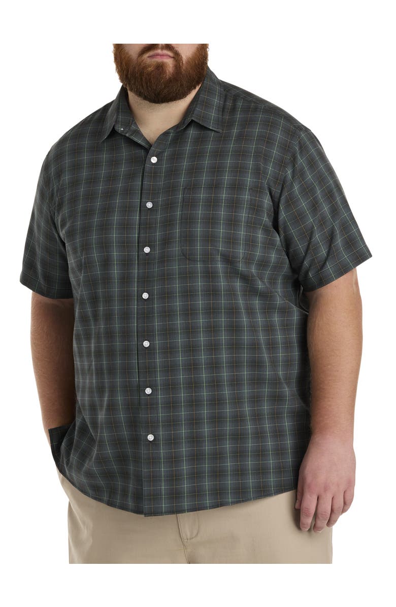 Harbor Bay by DXL Big & Tall Microfiber Medium Plaid Sport Shirt, Main, color, 