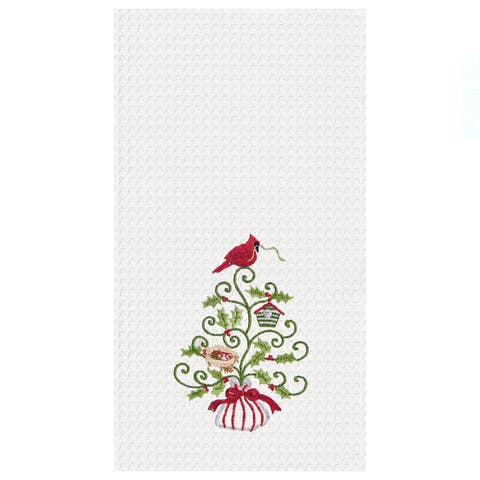 Holiday Garden Cardinal Waffle Weave Kitchen Towel