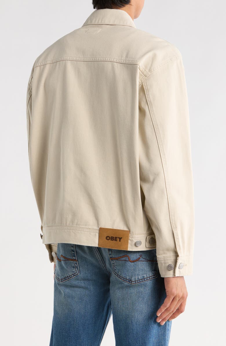 Obey Opena Regular Fit Denim Trucker Jacket, Alternate, color, Silver Grey Faded Wash