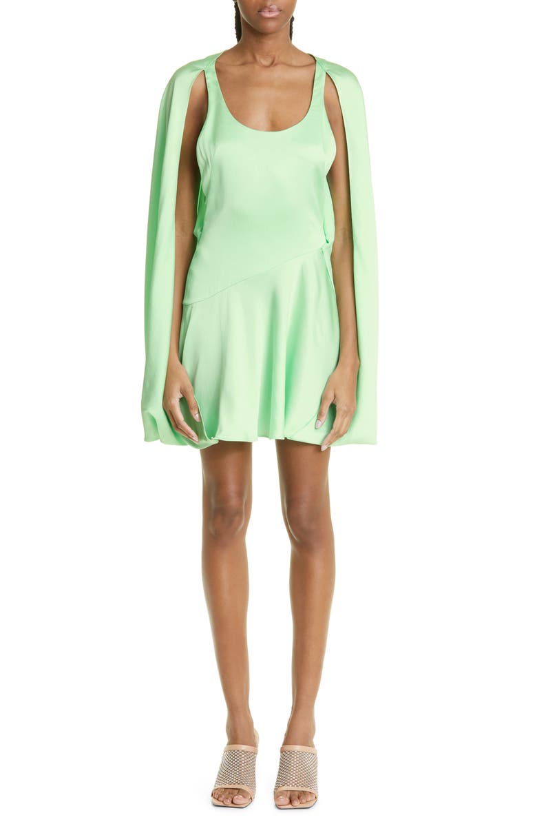 Stella McCartney Cape Detail Stretch Satin Minidress, Main, color, 