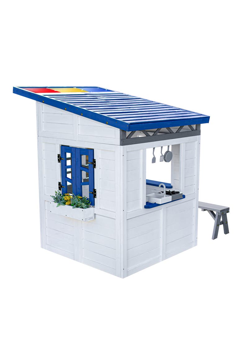 Rainbow Shade Wooden Playhouse, Alternate, color, WHITE