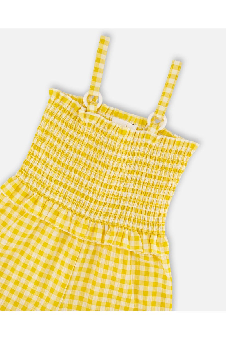 Capri Smocking Gingham Sleeveless Jumpsuit, Alternate, color, Yellow Gingham