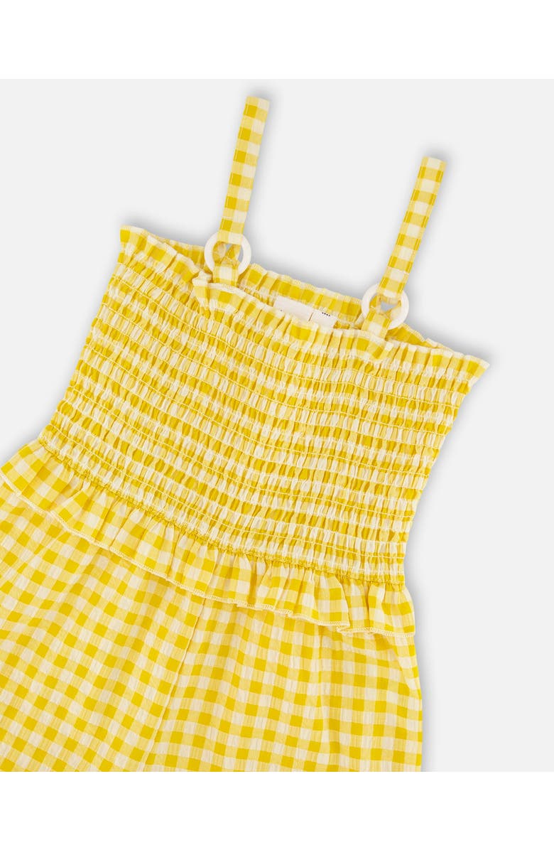 Deux par Deux Capri Smocking Gingham Sleeveless Jumpsuit, Alternate, color, Yellow Gingham
