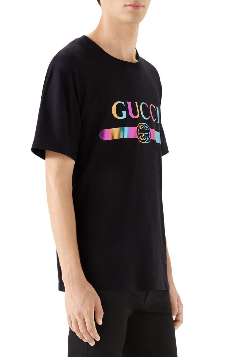 Gucci Iridescent Logo Graphic Tee, Alternate, color, 
