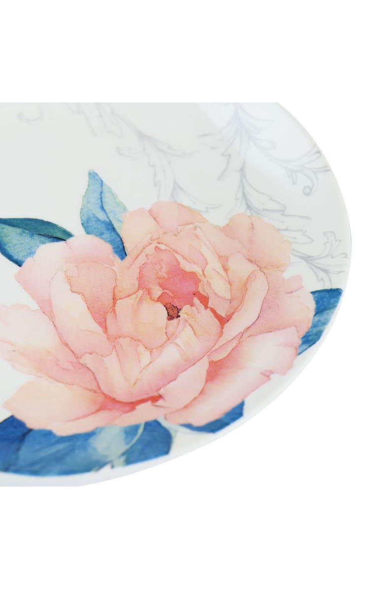 MARTHA STEWART 8 Inch Fine Ceramic 6 Piece Floral Decorated Dessert Plate Set, Alternate, color, White