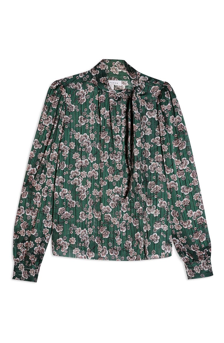 Topshop Bow Neck Floral Top, Alternate, color,