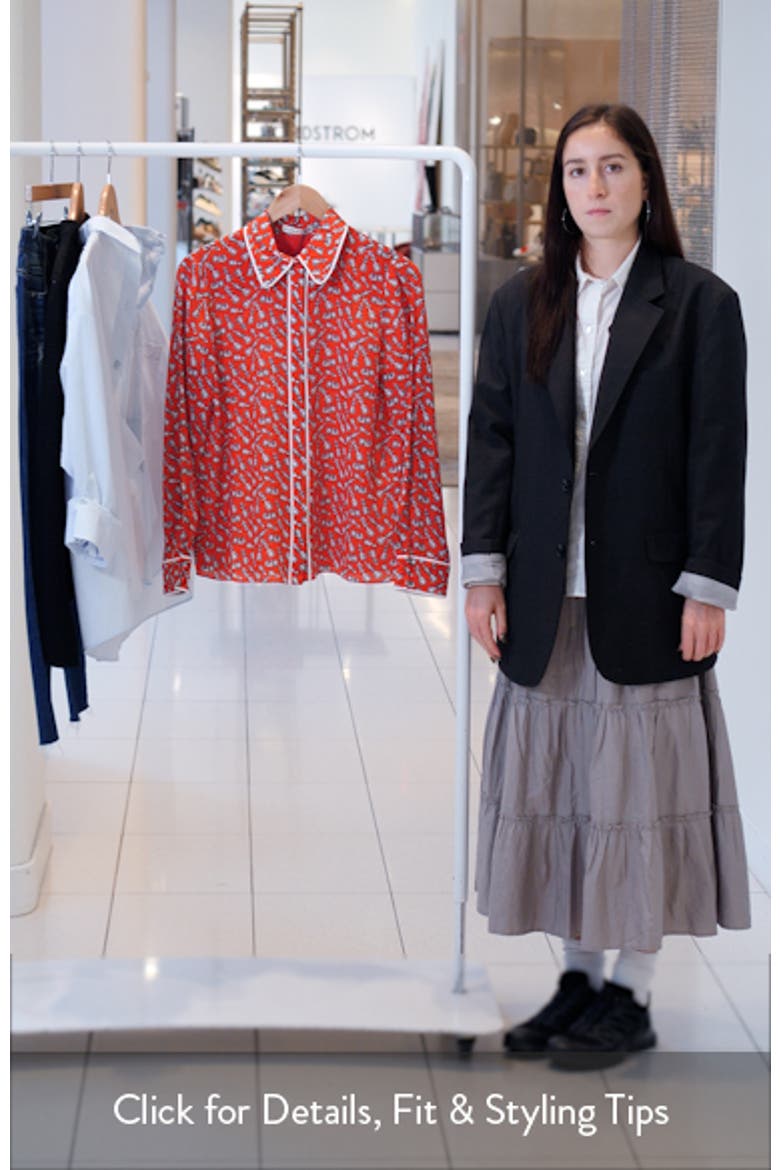 Willa Chess Piece Print Silk Button-Up Shirt video