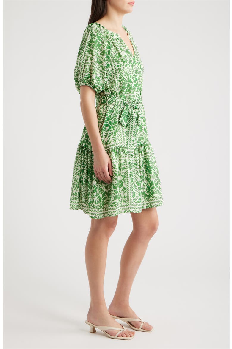 Floral Puff Sleeve Minidress, Alternate, color, GREEN MULTI