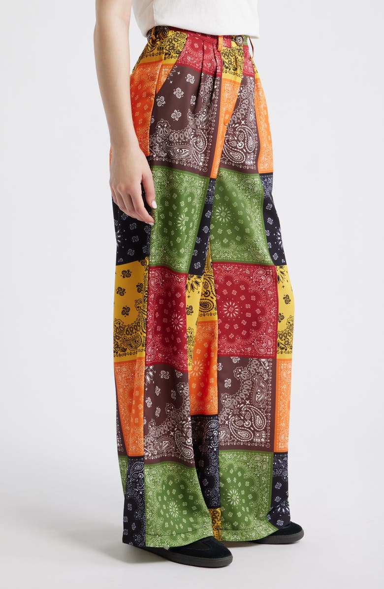 Dressed in Lala Never Taking These Off Colorblock Bandana Wide Leg Pants, Alternate, color, Multicolor Bandana