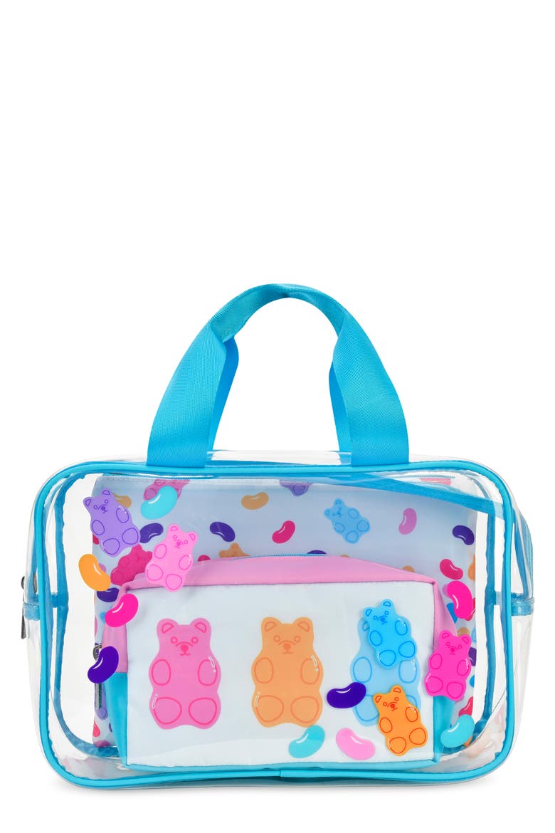 Kids' Jelly Bears Cosmetic Bag Trio, Main, color, MULTI BLUE