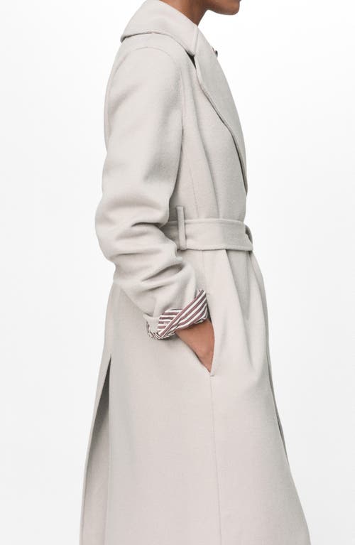 Mango Wool Blend Wrap Coat In Gray