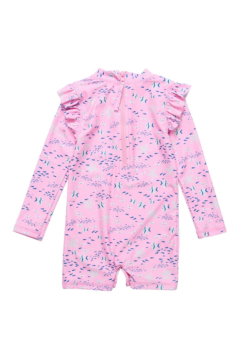 Pink Sea Long Sleeve Sun Romper, Alternate, color, PINK