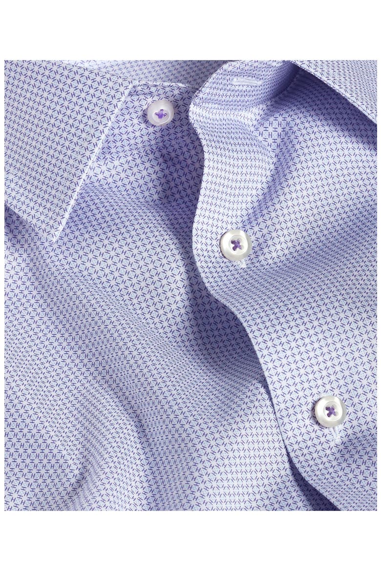 Trim Fit Neat Microprint Cotton Twill Dress Shirt, Alternate, color, WHITE/ PURPLE