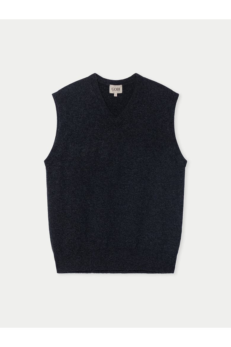 Timeless V-Neck Cashmere Vest, Main, color, charcoal