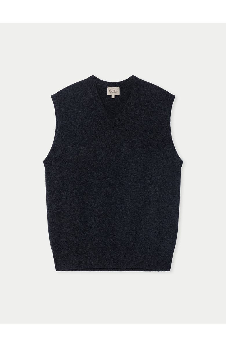 Gobi Cashmere Timeless V-Neck Cashmere Vest, Main, color, Charcoal