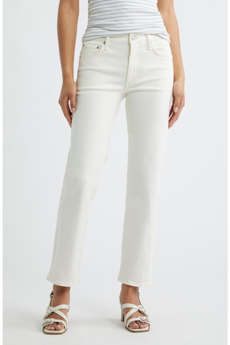 Harlow Mid Rise Ankle Straight Jeans, Main, color, WHITE