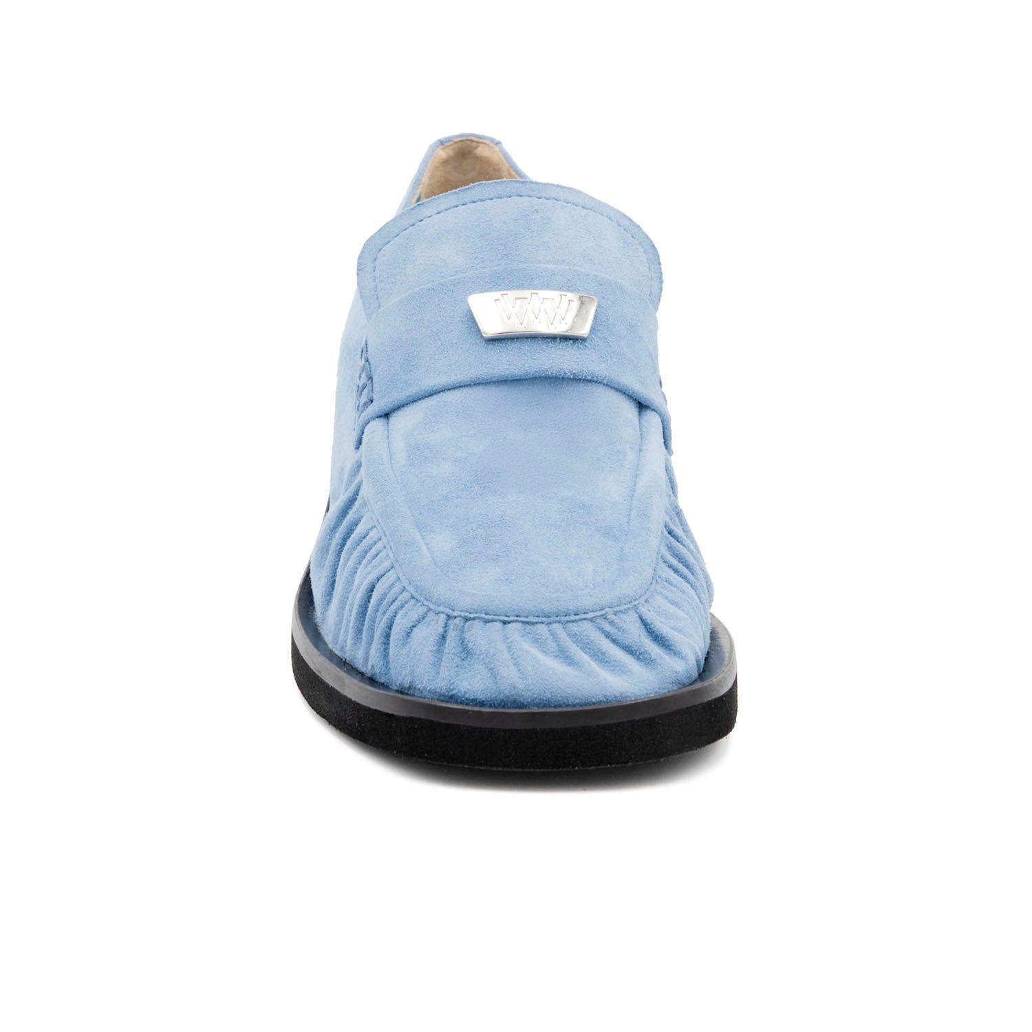 Valentina Rangoni Cortina Block Heel Loafer, Alternate, color, Light Blue