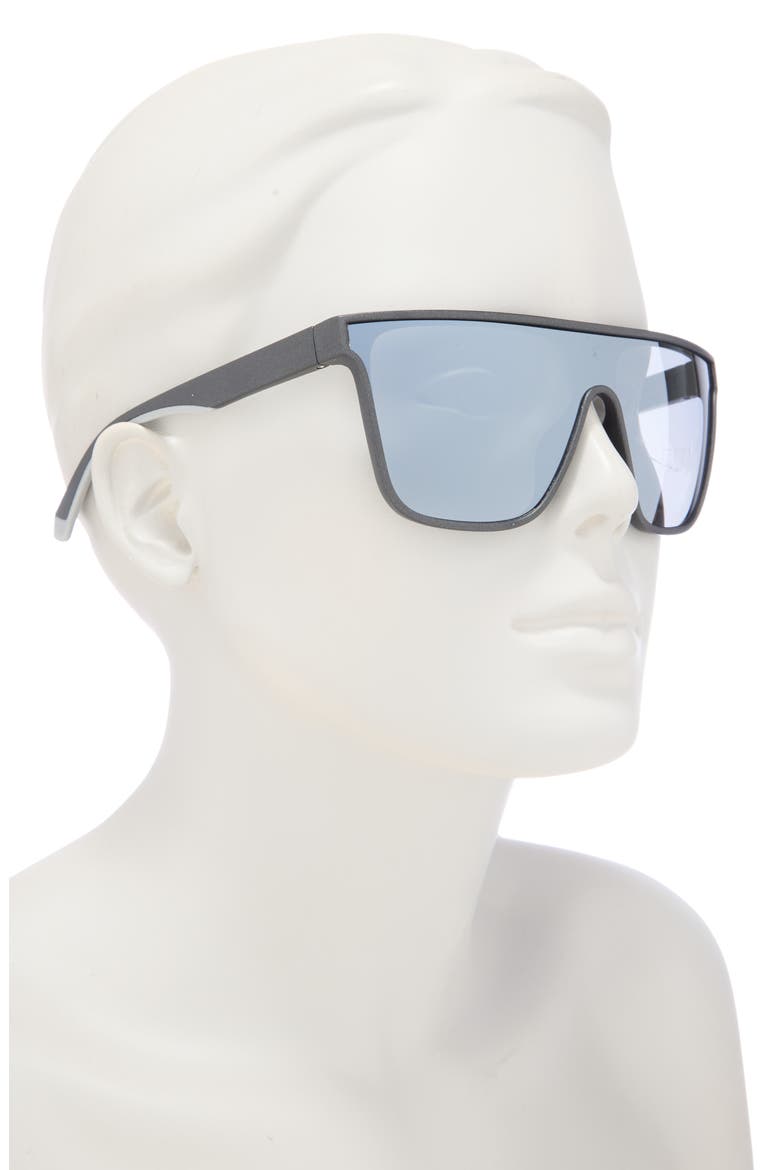140mm Mirrored Flat Top Sunglasses, Alternate, color, MATTE GREY/ GREY