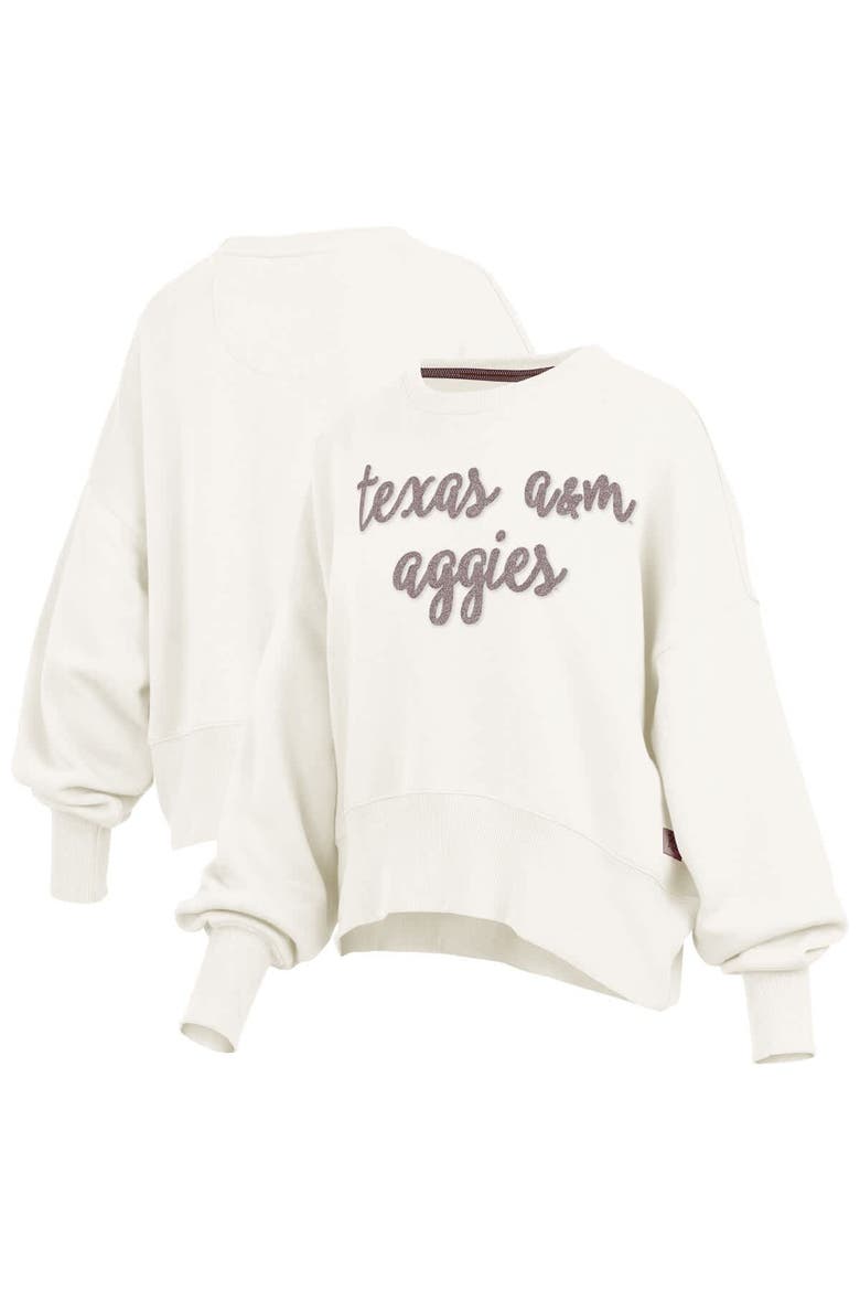 Women's Pressbox Cream Texas A&M Aggies Chelsea Oversized Pullover Sweatshirt, Main, color, Cream