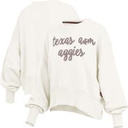 PRESSBOX Women's Pressbox Cream Texas A&M Aggies Chelsea Oversized Pullover Sweatshirt