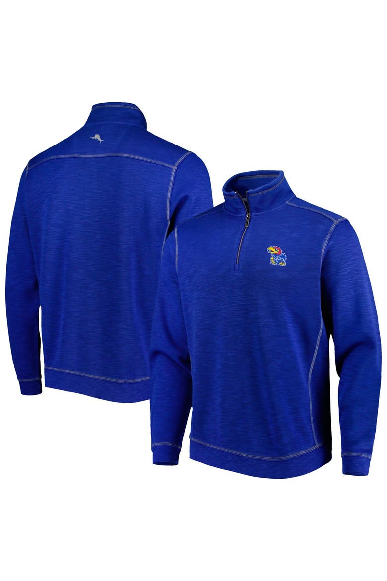 Men's Tommy Bahama Royal Kansas Jayhawks Sport Tobago Bay Tri-Blend Mock Neck Half-Zip Jacket, Main, color, Royal