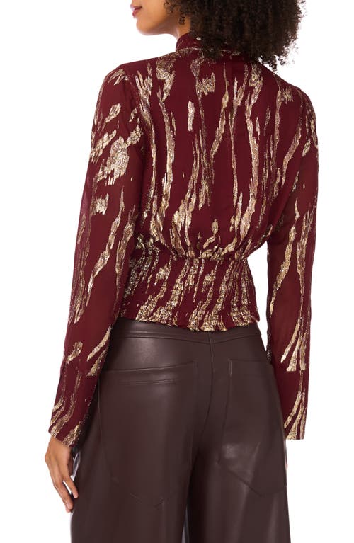 Parker The Piper Metallic Peplum Top In Brown