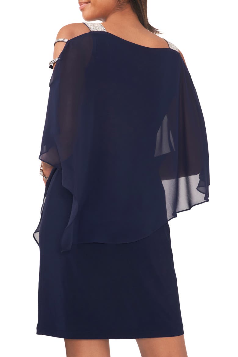 Drape Rhinestone Chiffon Dress, Alternate, color, NAVY
