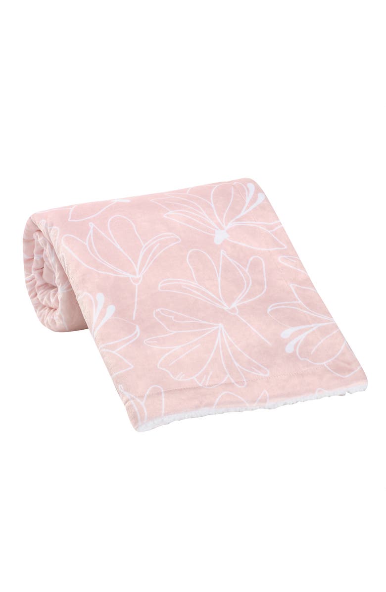 Lambs & Ivy Petals Floral Fleece Faux Shearling Soft Baby Blanket, Alternate, color, Pink