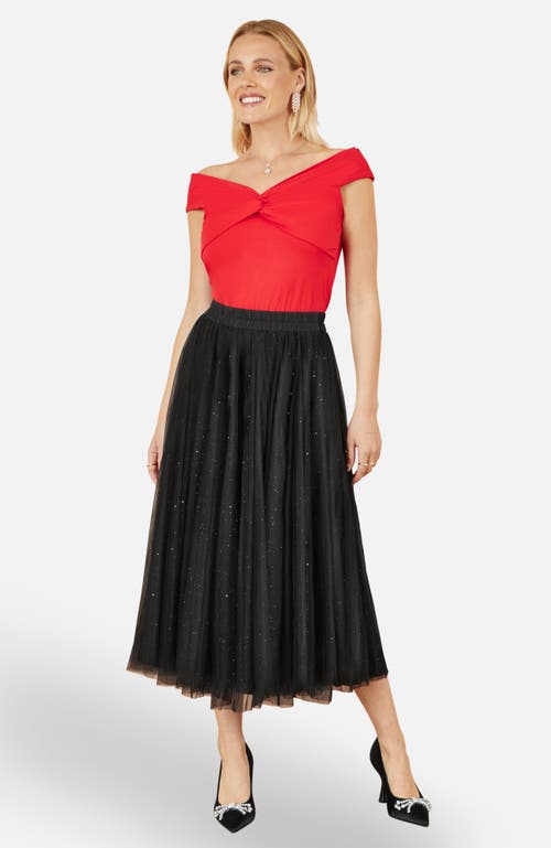 Yumi Sparkle Mesh Tulle Skirt In Black