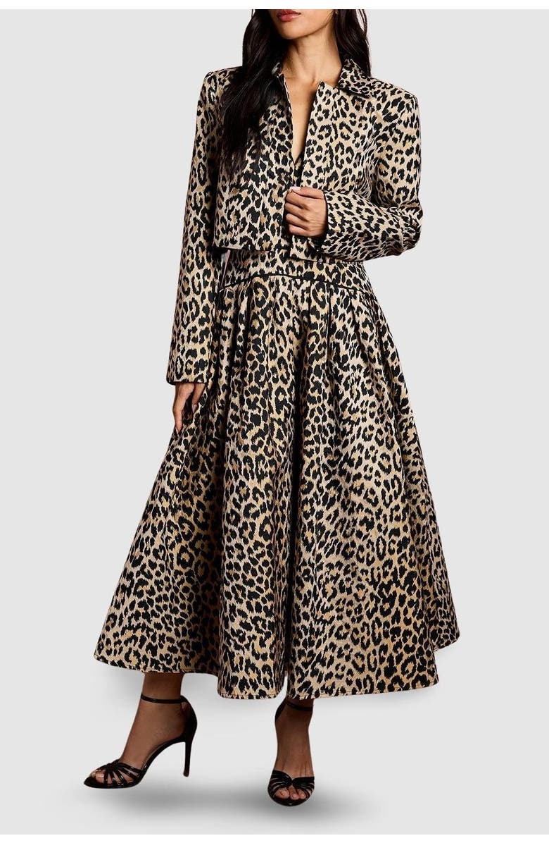 Coast Animal Jacquard Cropped Jacket, Alternate, color, Mink