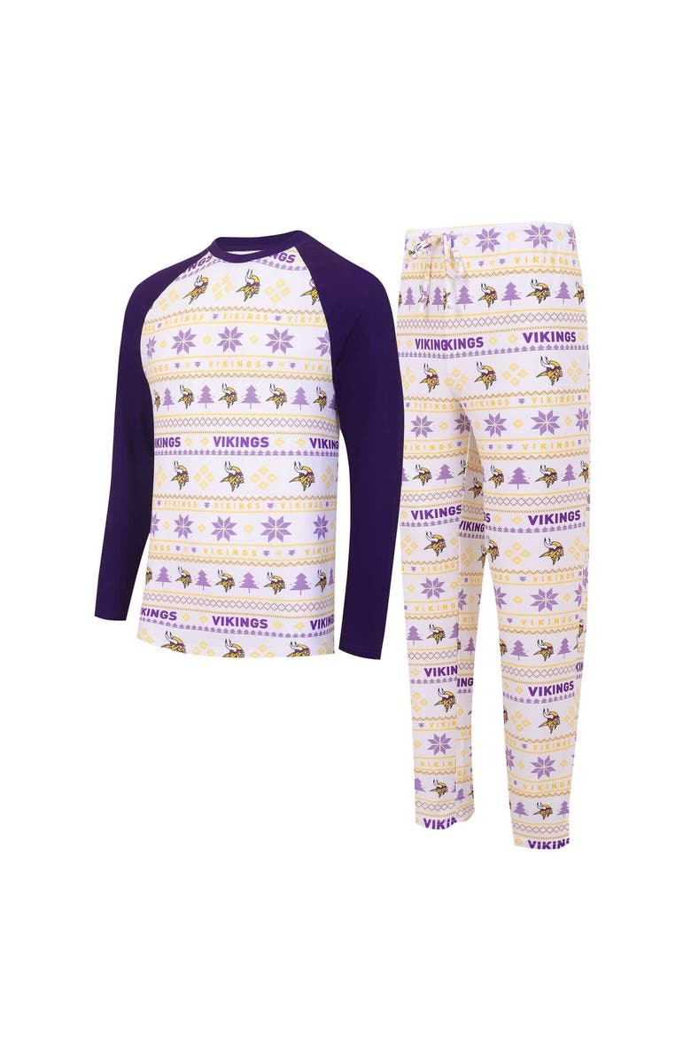 CONCEPTS SPORT Men's Concepts Sport White/Purple Minnesota Vikings Tinsel Raglan Long Sleeve T-Shirt & Pants Sleep Set, Alternate, color, White