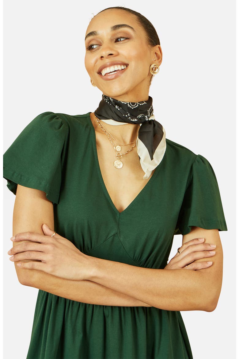 Cotton Jersey V-Neck Midi Dress, Alternate, color, Green