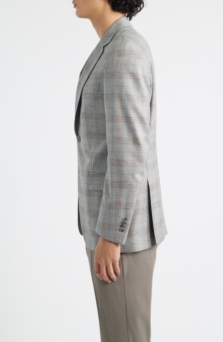 Peter Millar Flynn Classic Fit Light Grey Plaid Wool Blend Sport Coat, Alternate, color, Grey