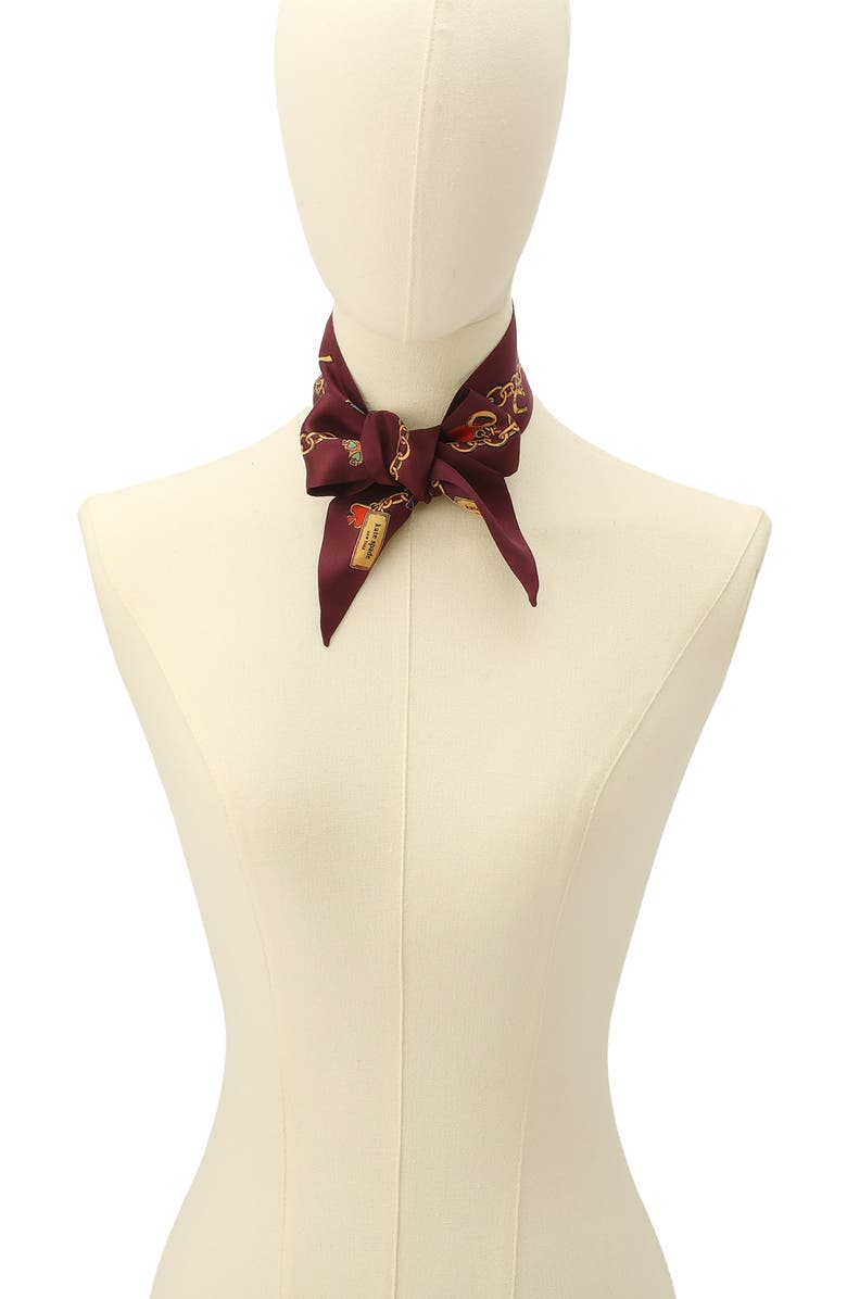 Kate Spade New York lucky charms skinny silk scarf, Alternate, color, Burgundy Multi