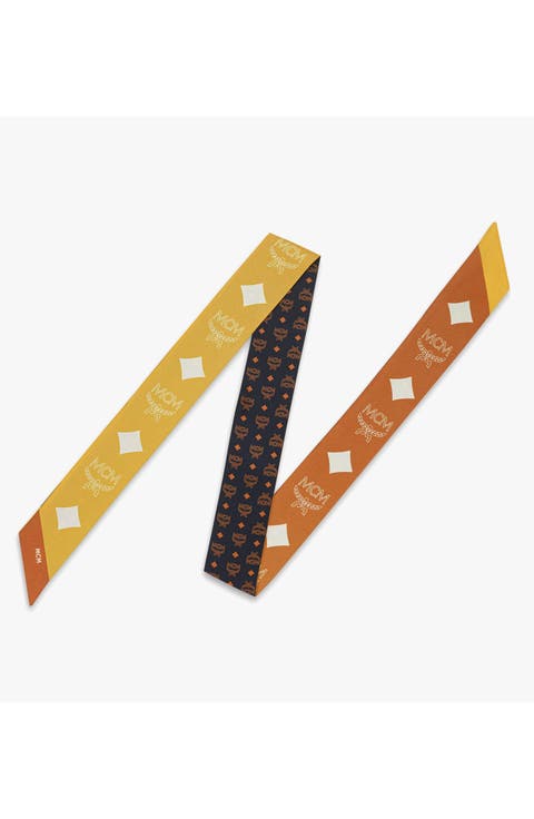 Reversible Monogram Print Petite Scarf in Organic Silk