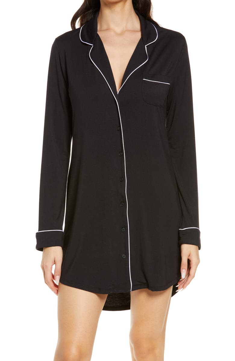 Nordstrom Moonlight Eco Nightshirt, Main, color, Black