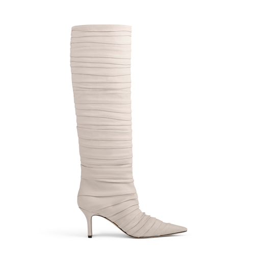 Shop Neil J. Rodgers Plisse Knee Boot In Creme Nappa