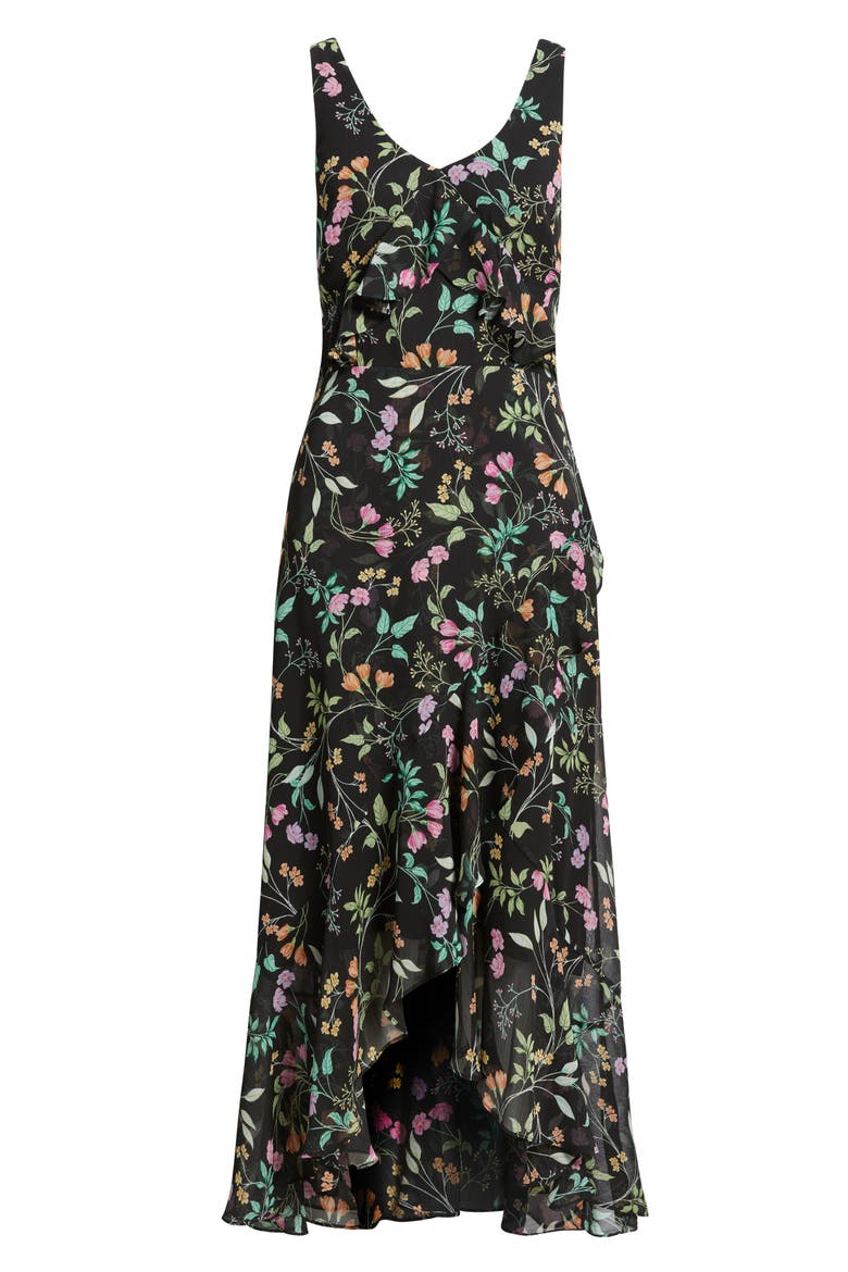 Ruffle Sleeveless Maxi Dress, Alternate, color, BLACK