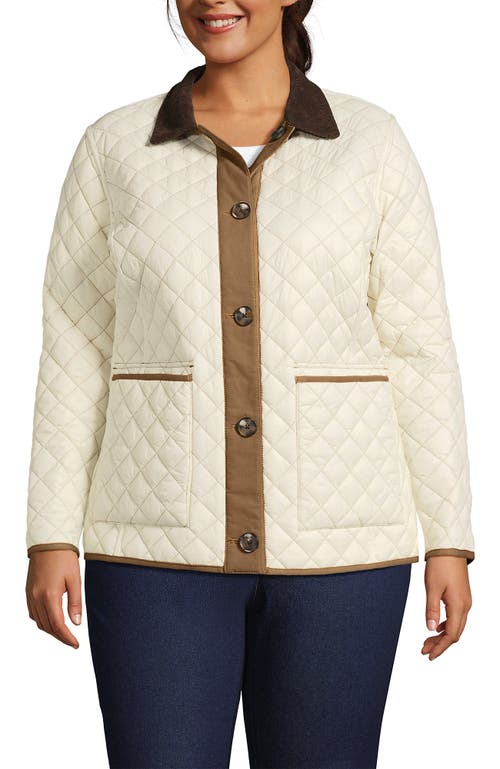 Lands' End Reversible Barn Quilted Jacket In Honey Beige/ivory Pearl