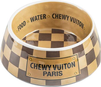 Checker Chewy Vuiton Pet Bowl