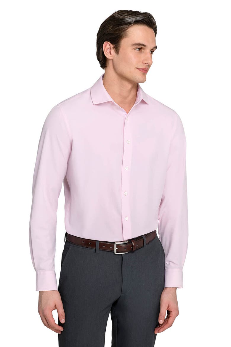 Slim Fit Solid Performance Dress Shirt, Alternate, color, PINK