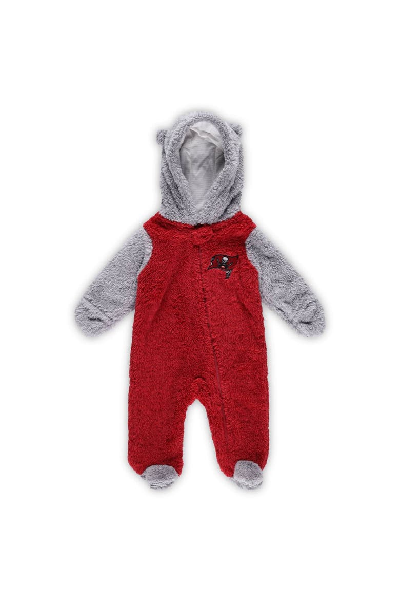 Newborn & Infant Red/Gray Tampa Bay Buccaneers Game Nap Teddy Fleece Bunting Full-Zip Sleeper, Main, color, Red