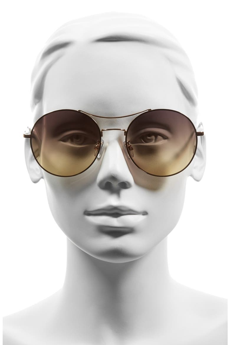 58mm Oversize Round Sunglasses, Alternate, color, WHITE/ GOLD