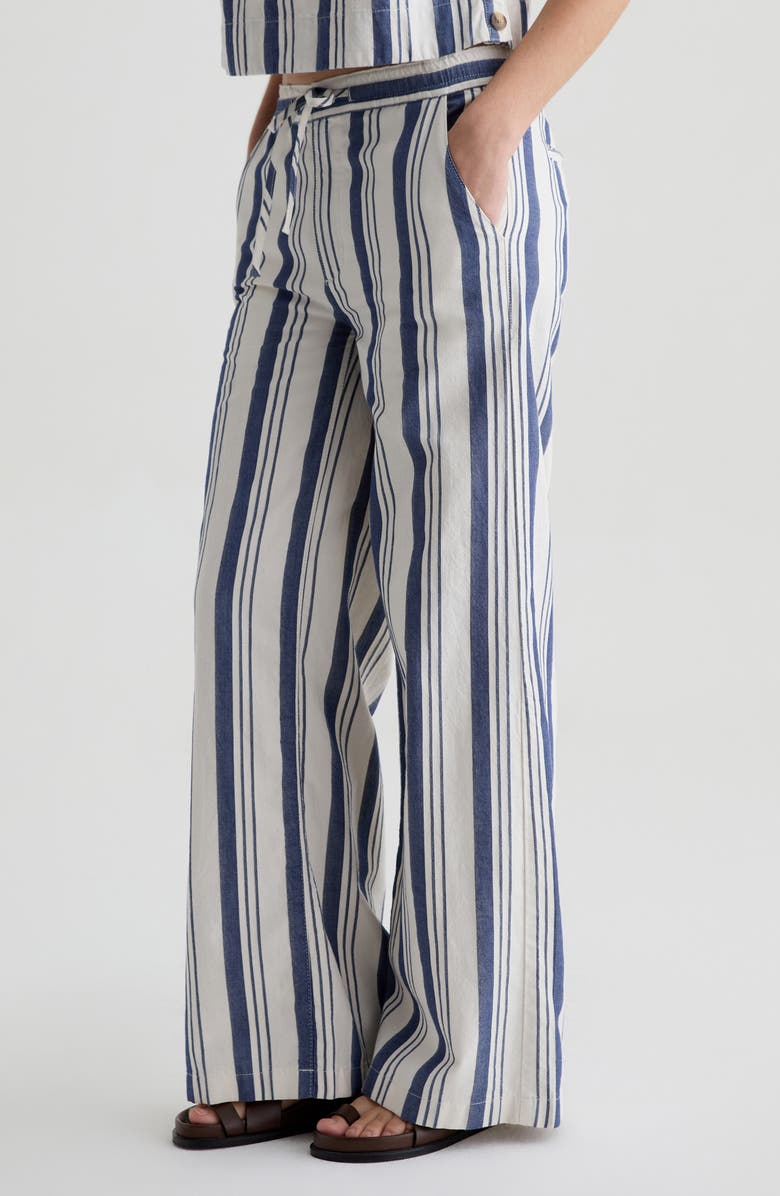 AG Carolyn Stripe Wide Leg Cotton & Linen Drawstring Pants, Alternate, color, Line Up